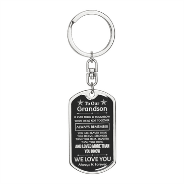 Our Grandson Dog Tag Keychain